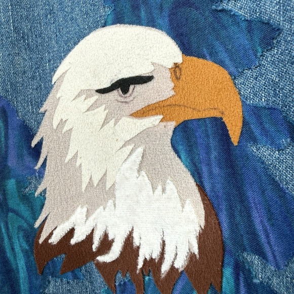 VTG Faded Glory Womens XL Denim Shirt Bald Eagle Nature Western Americana Boho - Picture 4 of 16